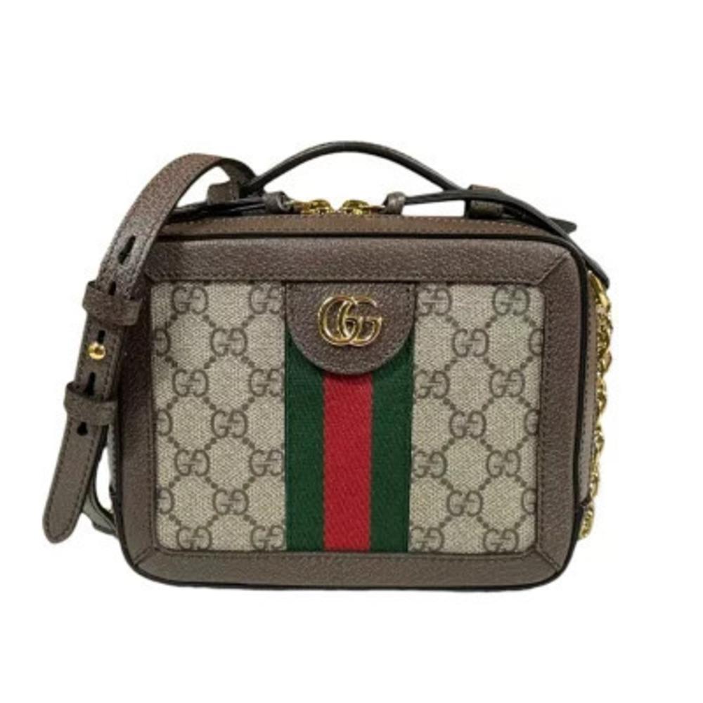 Gucci Ophidia Shoulder Bag GG Supreme Canvas Beige Cream Chain